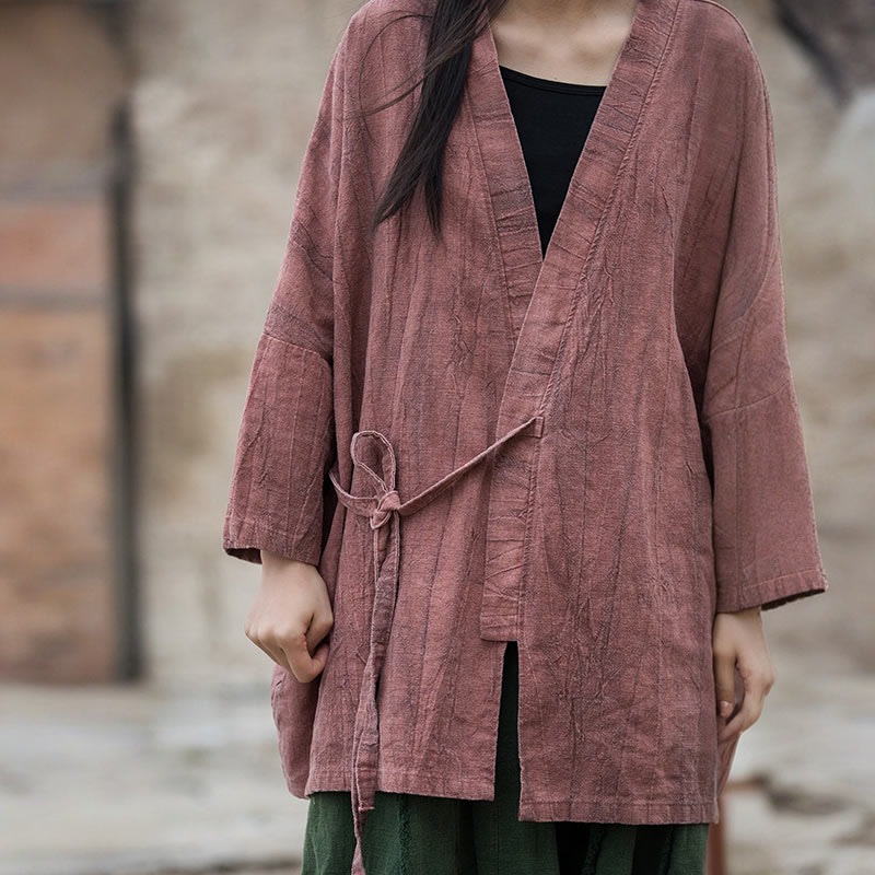 Nimara Ritual Tie Dye Lace-up Design Coat Zen Meditation Open Front Top Jacket