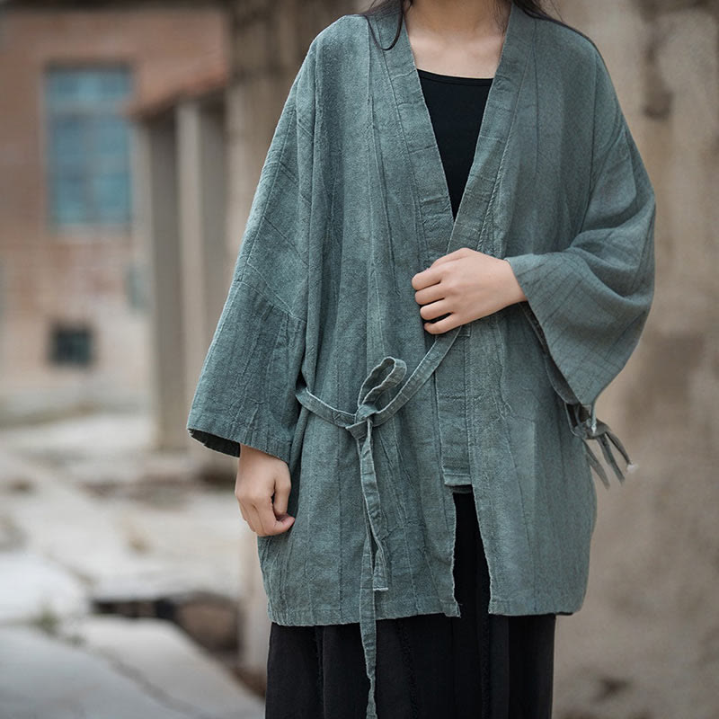 Nimara Ritual Tie Dye Lace-up Design Coat Zen Meditation Open Front Top Jacket