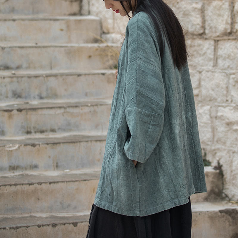 Nimara Ritual Tie Dye Lace-up Design Coat Zen Meditation Open Front Top Jacket