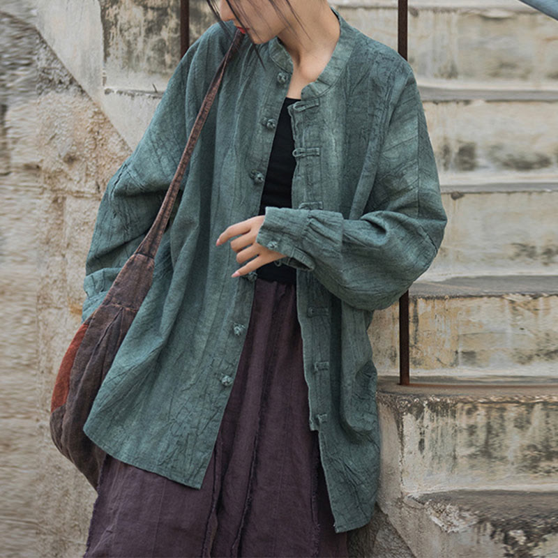 Nimara Ritual Tie Dye Frog-Button Long Sleeve Zen Meditation Open Front Jacket