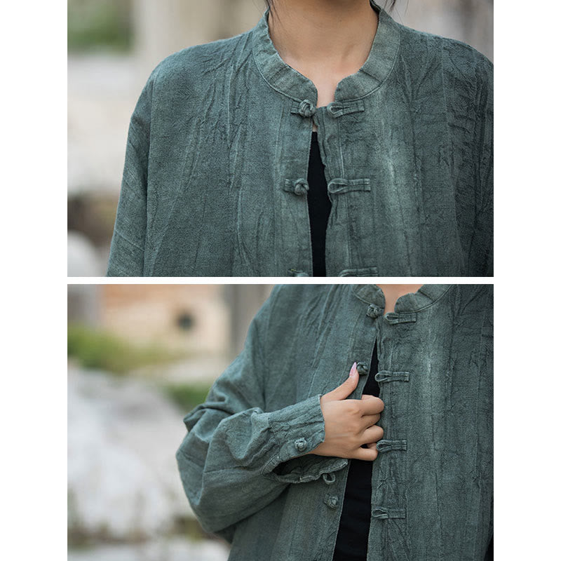Nimara Ritual Tie Dye Frog-Button Long Sleeve Zen Meditation Open Front Jacket