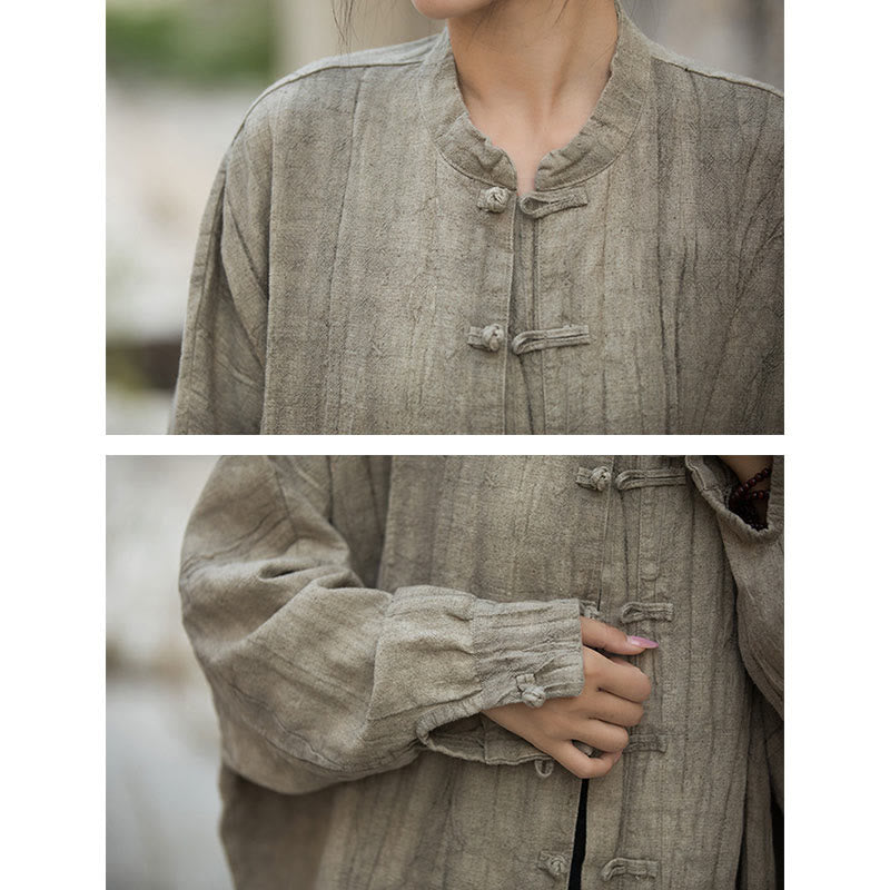 Nimara Ritual Tie Dye Frog-Button Long Sleeve Zen Meditation Open Front Jacket