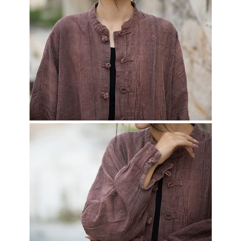 Nimara Ritual Tie Dye Frog-Button Long Sleeve Zen Meditation Open Front Jacket