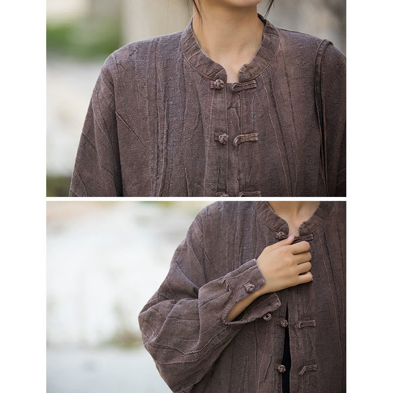 Nimara Ritual Tie Dye Frog-Button Long Sleeve Zen Meditation Open Front Jacket