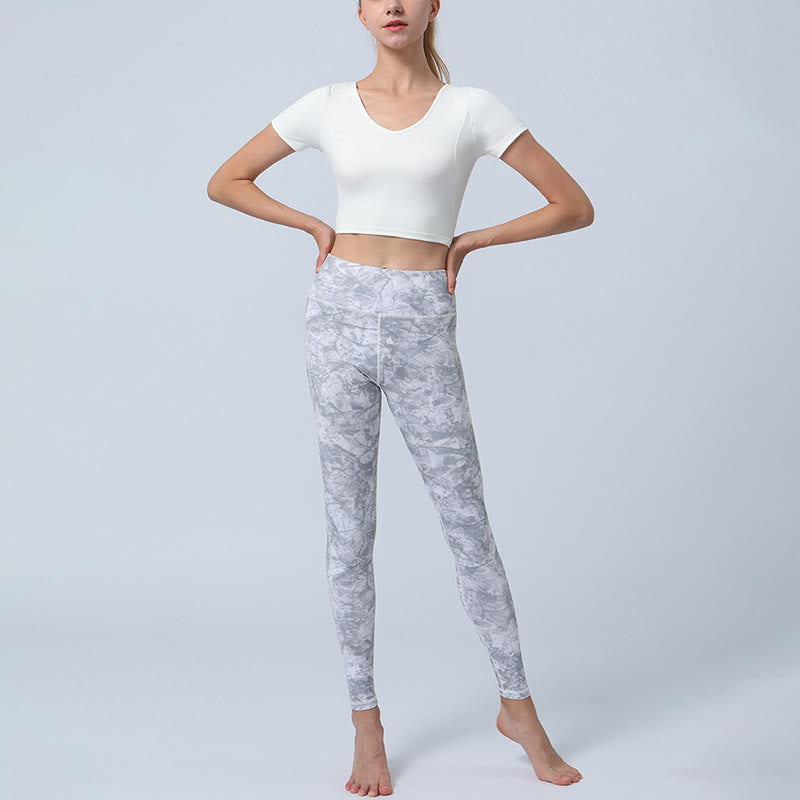 Nimara Ritual Flowers Leaves Print Sports Fitness Yoga High Waist Leggings Women's Yoga Pants