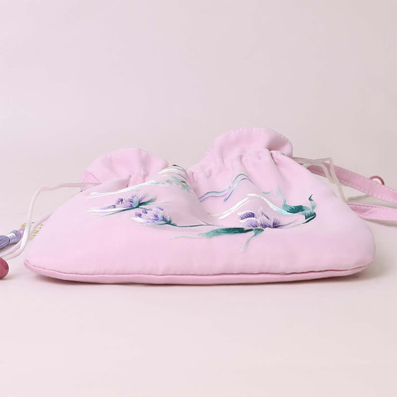 Nimara Ritual Suzhou Embroidery Lotus Deer Epiphyllum Peony Rabbit Cotton Linen Tote Crossbody Bag Shoulder Bag Handbag