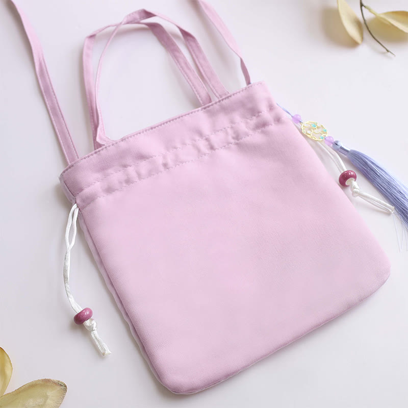 Nimara Ritual Suzhou Embroidery Lotus Deer Epiphyllum Peony Rabbit Cotton Linen Tote Crossbody Bag Shoulder Bag Handbag