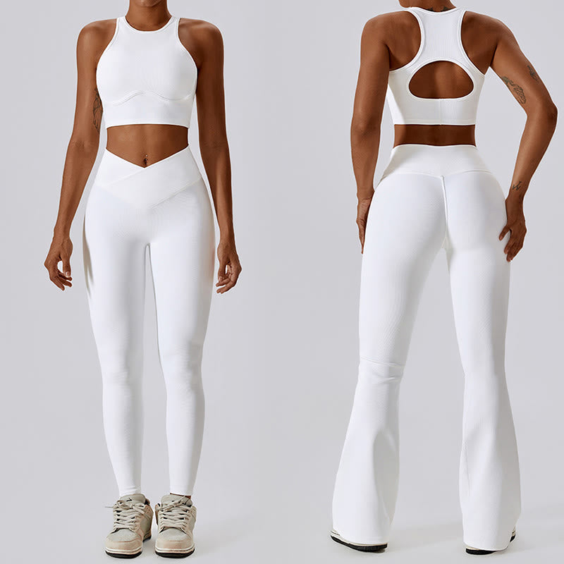 Nimara Ritual Sleeveless Crop Tank Top Flared Pants Sports Fitness Yoga