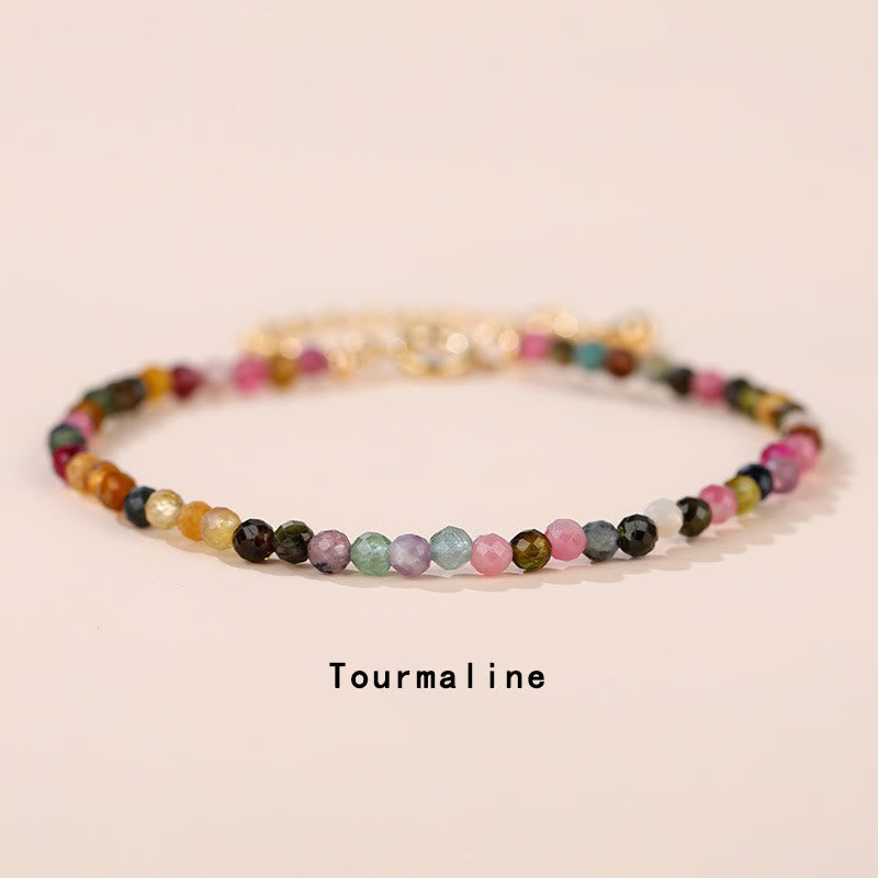 Nimara Ritual Strawberry Quartz Prehnite Peridot Lazurite Lapis Lazuli Pink Crystal Tourmaline Healing Chain Bracelet