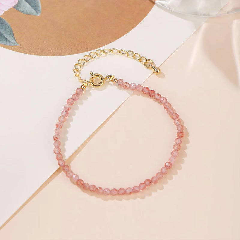 Nimara Ritual Strawberry Quartz Prehnite Peridot Lazurite Lapis Lazuli Pink Crystal Tourmaline Healing Chain Bracelet