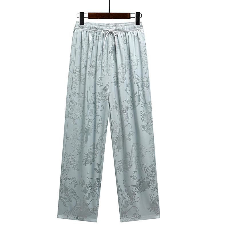 Nimara Ritual Dragon Pattern Tang Suit Hanfu Traditional Uniform Short Sleeve Top Pants Clothing Men's Set