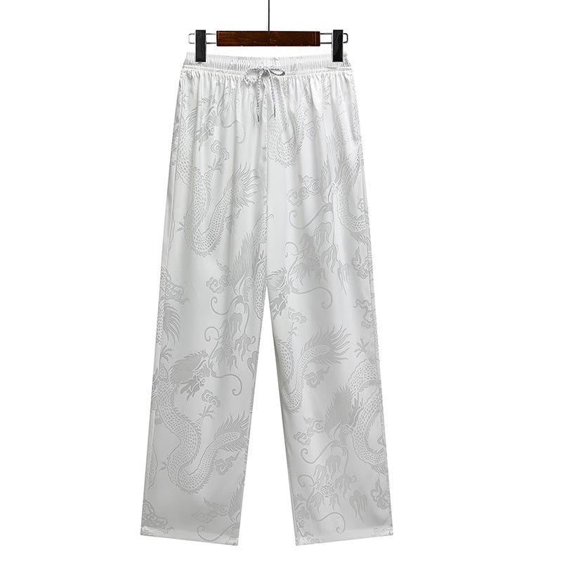 Nimara Ritual Dragon Pattern Tang Suit Hanfu Traditional Uniform Short Sleeve Top Pants Clothing Men's Set
