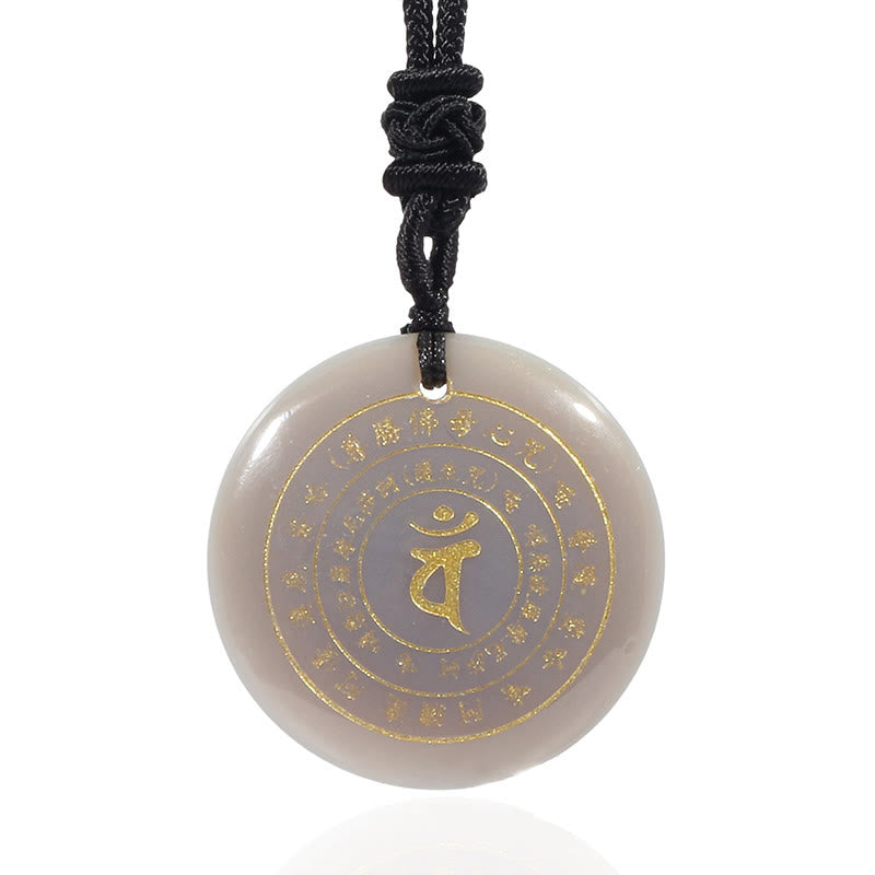 Nimara Ritual Vairocana Tathagata Sanskrit Mantra Various Crystal Black Obsidian Green Aventurine Strength Necklace Pendant
