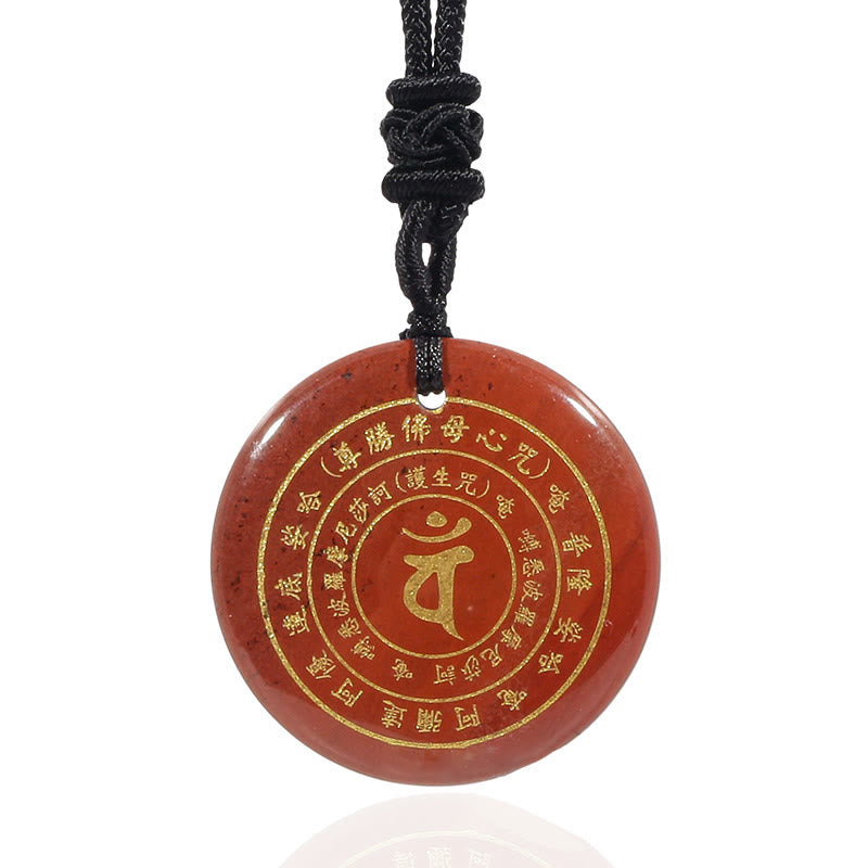 Nimara Ritual Vairocana Tathagata Sanskrit Mantra Various Crystal Black Obsidian Green Aventurine Strength Necklace Pendant