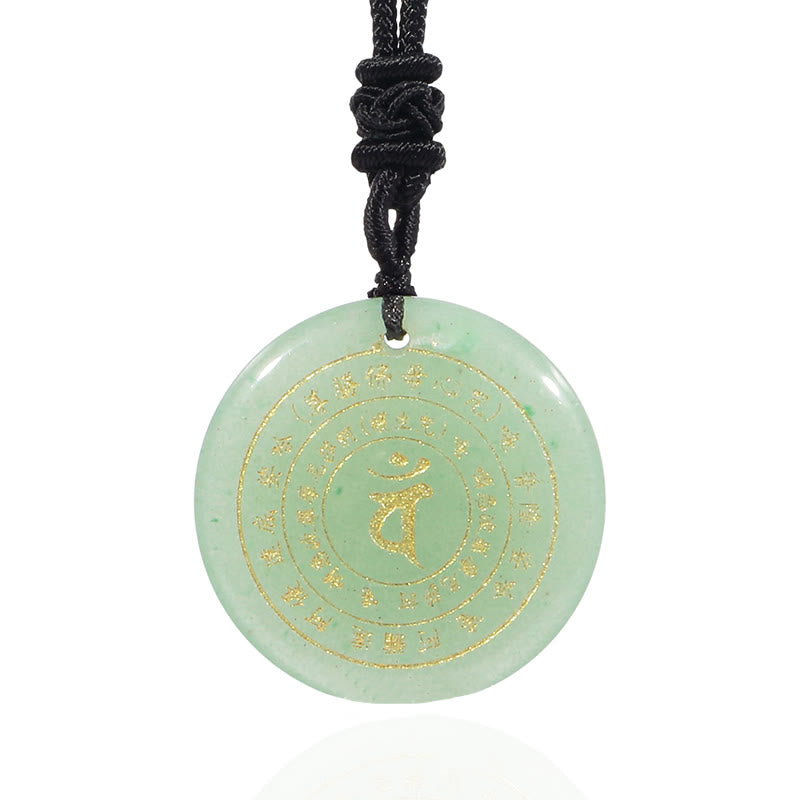Nimara Ritual Vairocana Tathagata Sanskrit Mantra Various Crystal Black Obsidian Green Aventurine Strength Necklace Pendant