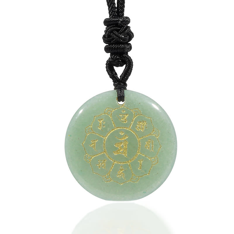 Nimara Ritual Om Mani Padme Hum Natural Various Crystal Black Obsidian Strength Necklace Pendant