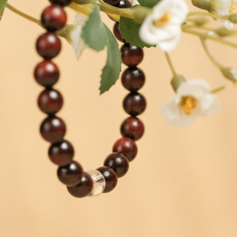 Nimara Ritual Small Leaf Red Sandalwood White Crystal Protection Bracelet