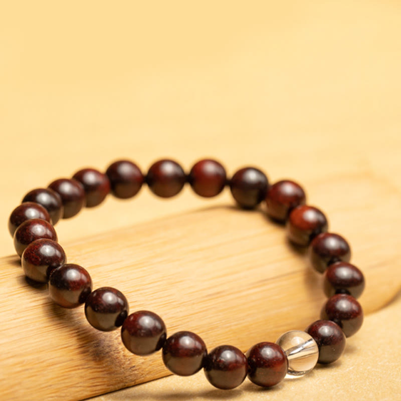 Nimara Ritual Small Leaf Red Sandalwood White Crystal Protection Bracelet