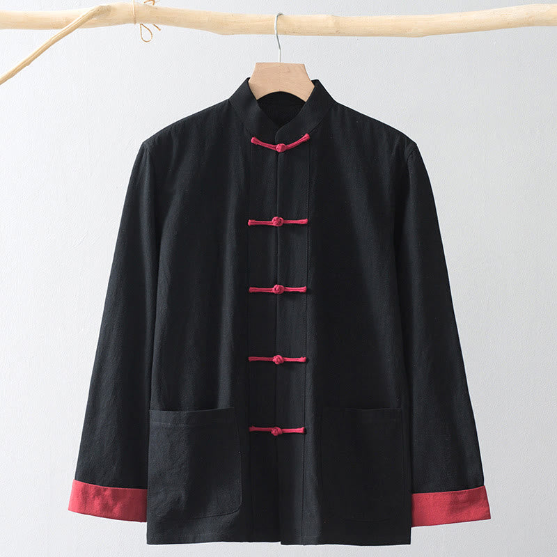 Nimara Ritual Frog-Button Chinese Tang Suit Shirt Cotton Linen Men Jacket Clothing