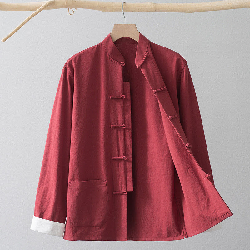 Nimara Ritual Frog-Button Chinese Tang Suit Shirt Cotton Linen Men Jacket Clothing