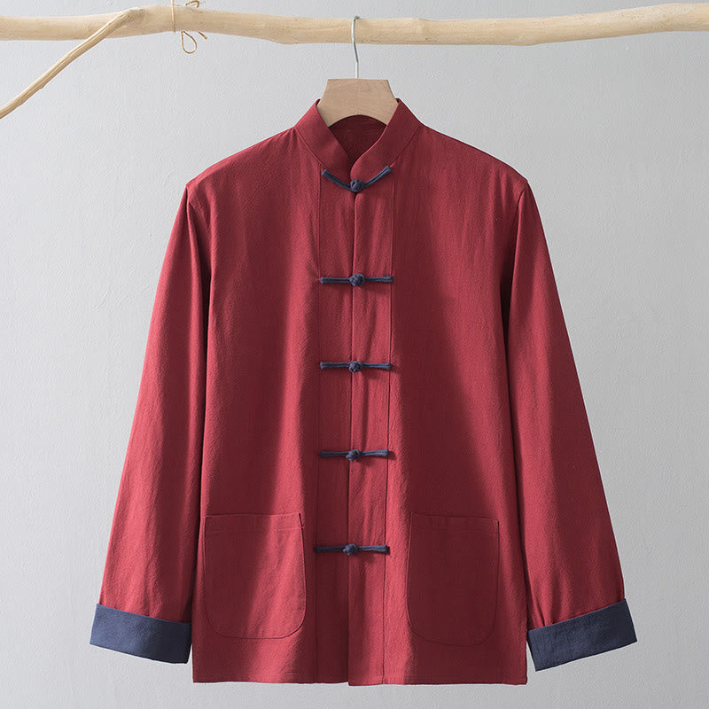 Nimara Ritual Frog-Button Chinese Tang Suit Shirt Cotton Linen Men Jacket Clothing