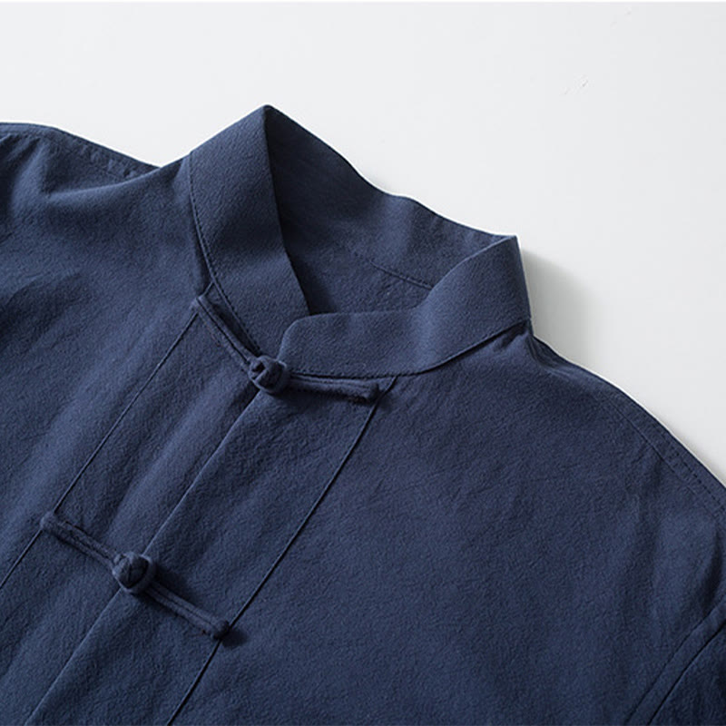 Nimara Ritual Frog-Button Chinese Tang Suit Shirt Cotton Linen Men Jacket Clothing