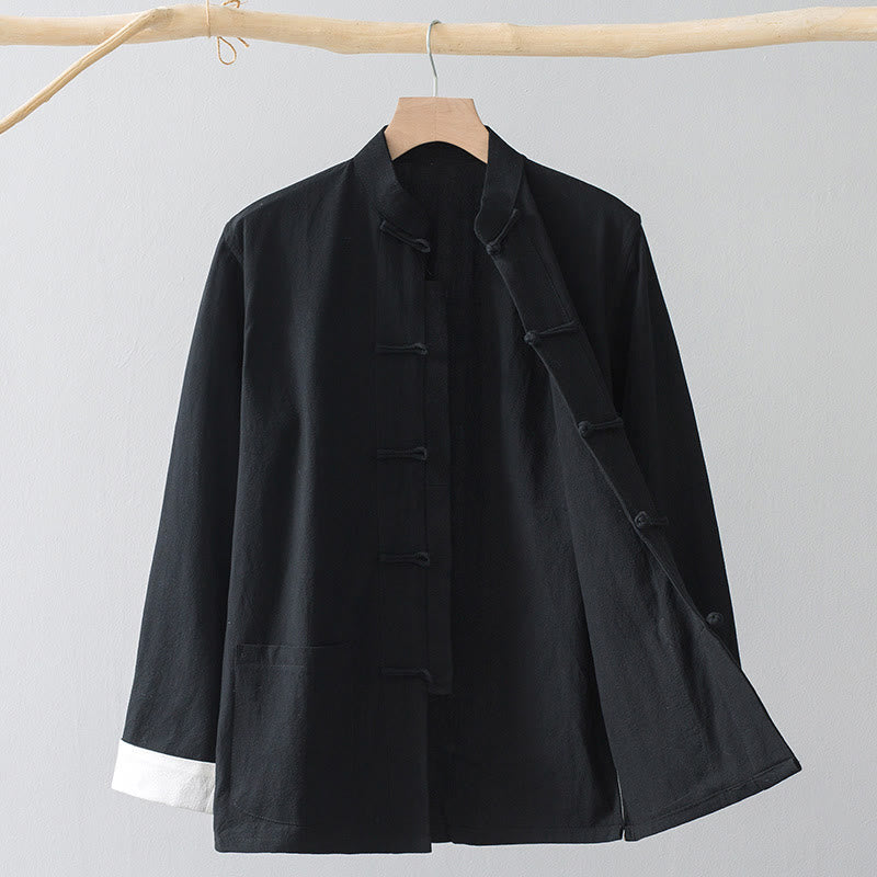 Nimara Ritual Frog-Button Chinese Tang Suit Shirt Cotton Linen Men Jacket Clothing