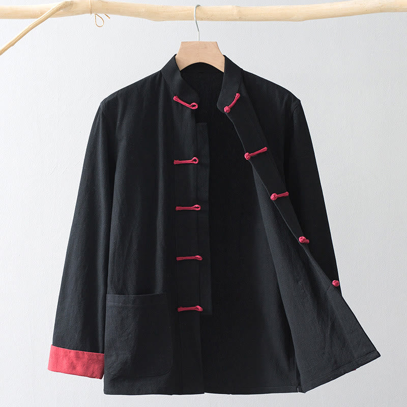 Nimara Ritual Frog-Button Chinese Tang Suit Shirt Cotton Linen Men Jacket Clothing