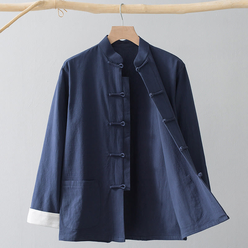 Nimara Ritual Frog-Button Chinese Tang Suit Shirt Cotton Linen Men Jacket Clothing
