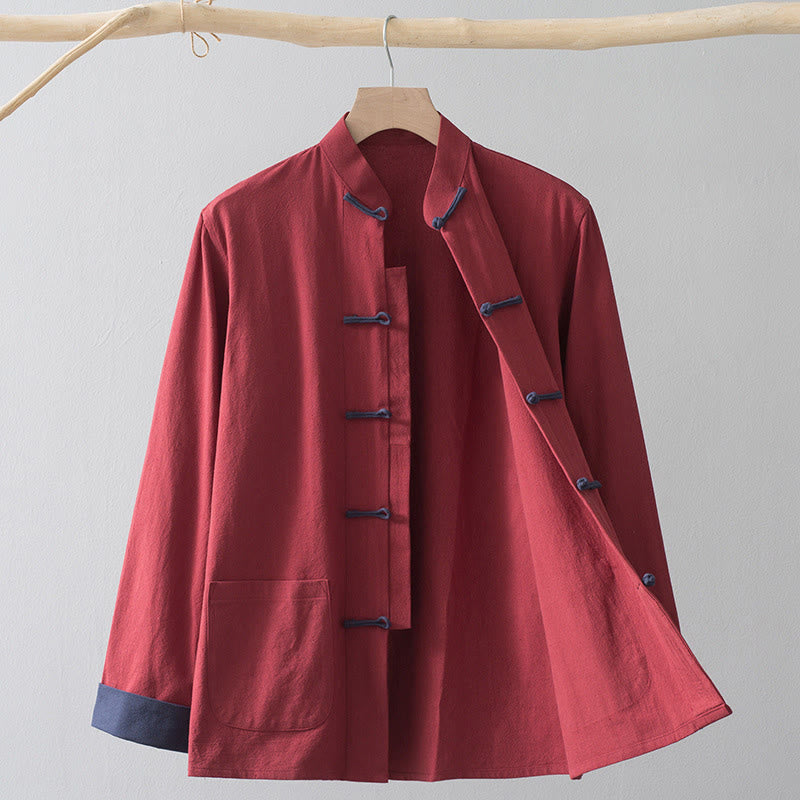 Nimara Ritual Frog-Button Chinese Tang Suit Shirt Cotton Linen Men Jacket Clothing