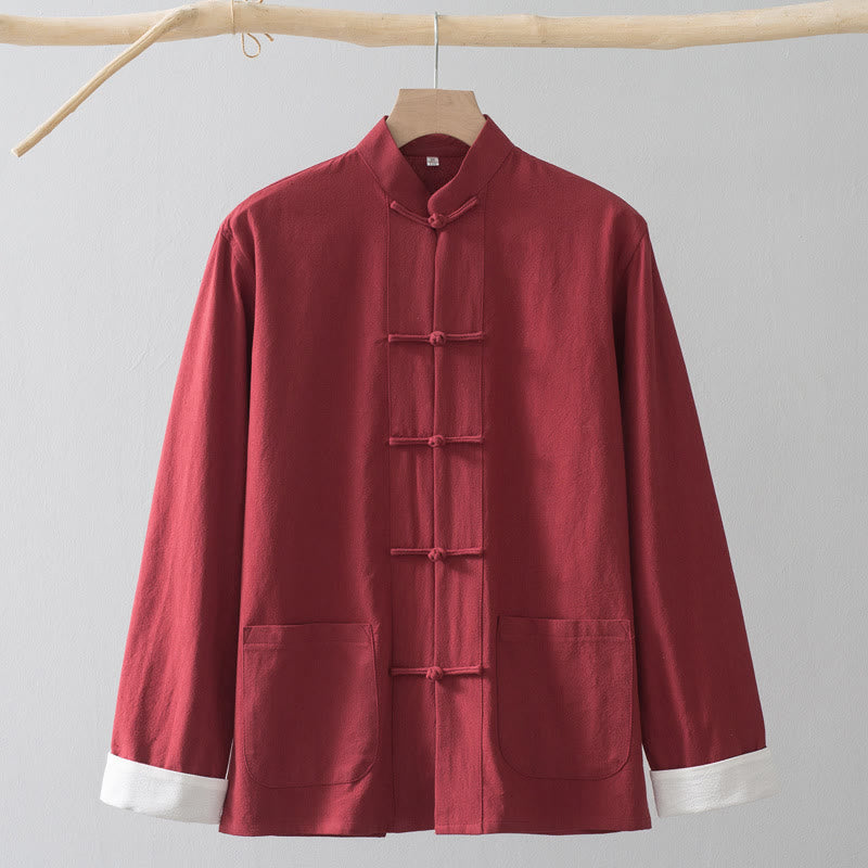 Nimara Ritual Frog-Button Chinese Tang Suit Shirt Cotton Linen Men Jacket Clothing