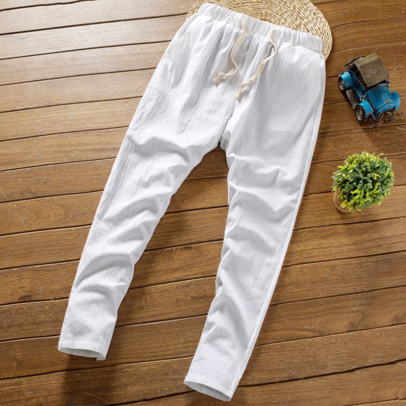 Nimara Ritual 2Pcs Solid Color Cotton Button Short Sleeve T-shirt Pants Men's Set