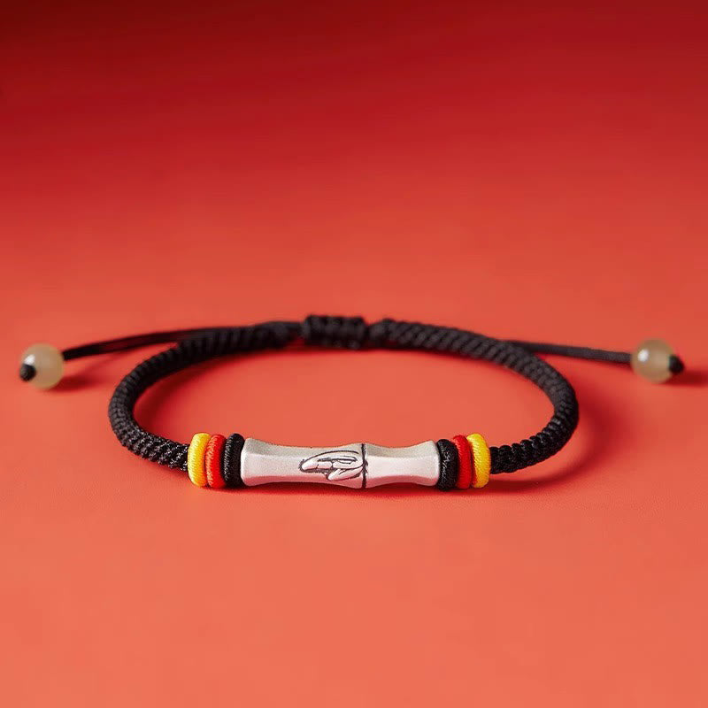 Nimara Ritual 999 Sterling Silver Red String Bamboo Enlightenment Bracelet
