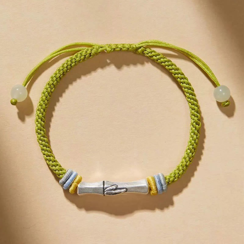 Nimara Ritual 999 Sterling Silver Red String Bamboo Enlightenment Bracelet