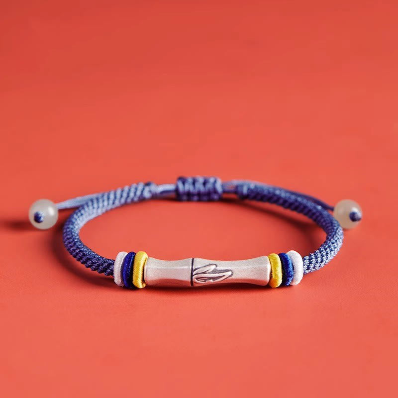 Nimara Ritual 999 Sterling Silver Red String Bamboo Enlightenment Bracelet