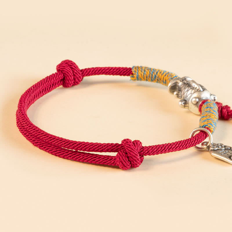 Nimara Ritual 999 Sterling Silver Red String Lucky Koi Fish Protection Bracelet