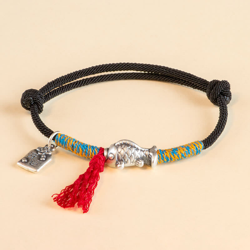 Nimara Ritual 999 Sterling Silver Red String Lucky Koi Fish Protection Bracelet