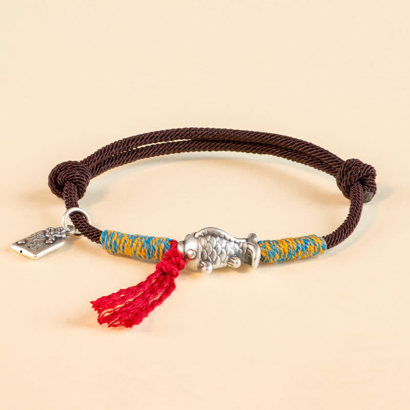 Nimara Ritual 999 Sterling Silver Red String Lucky Koi Fish Protection Bracelet
