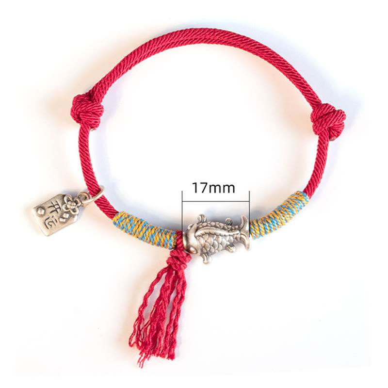 Nimara Ritual 999 Sterling Silver Red String Lucky Koi Fish Protection Bracelet