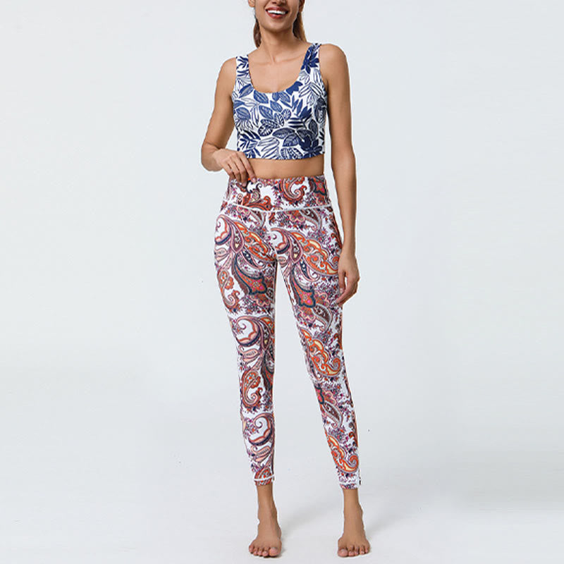 Nimara Ritual Flowers Feathers Sun Moon Print Sports Fitness Yoga High Waist Leggings Women's Pants