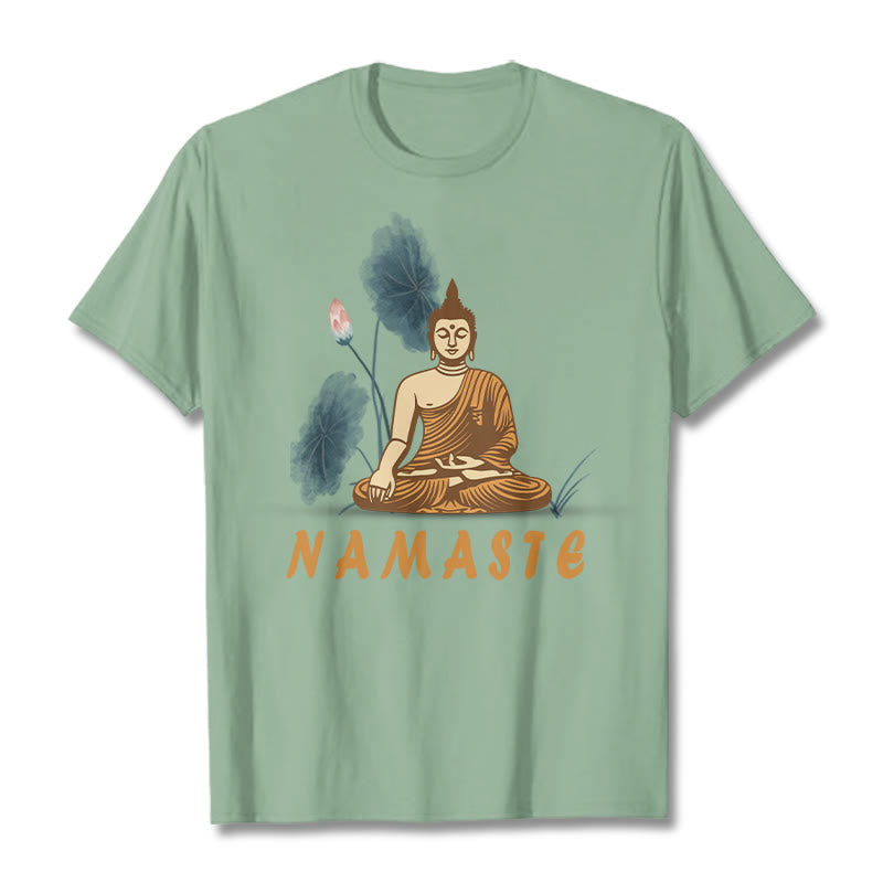 Nimara Ritual NAMASTE Buddha Lotus Leaf Tee T-shirt