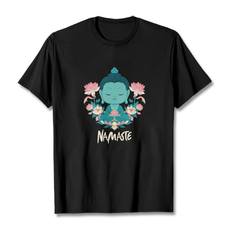 Nimara Ritual NAMASTE Buddha Lotus Meditation Tee T-shirt