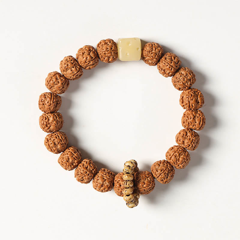 Nimara Ritual Bodhi Seed Three-eyed Dzi Bead Buddha Hand Charm Wealth Bracelet