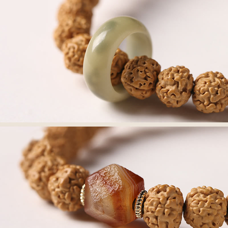 Nimara Ritual Bodhi Seed Three-eyed Dzi Bead Buddha Hand Charm Wealth Bracelet