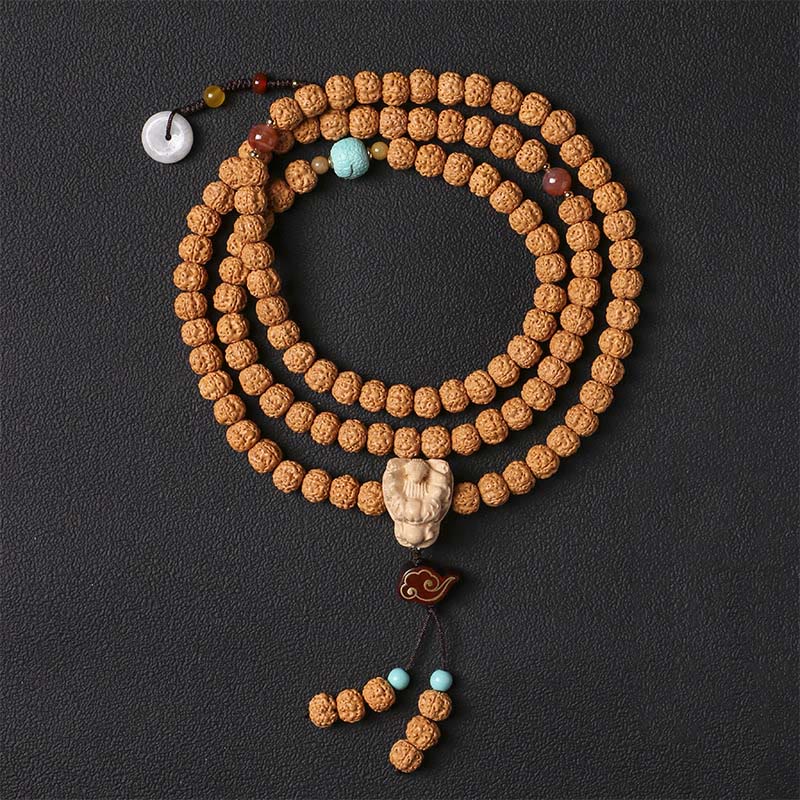 Nimara Ritual Bodhi Seed Three-eyed Dzi Bead Buddha Hand Charm Wealth Bracelet