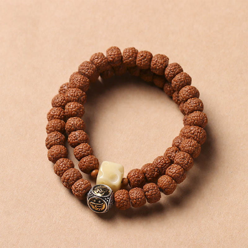 Nimara Ritual Bodhi Seed Three-eyed Dzi Bead Buddha Hand Charm Wealth Bracelet