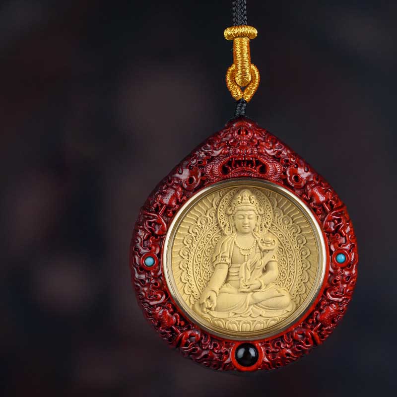 Nimara Ritual Chinese Zodiac Natal Buddha Small Leaf Red Sandalwood Ebony Longevity Necklace Pendant