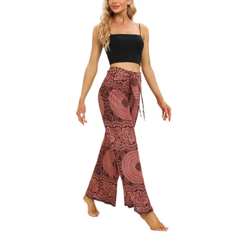 Nimara Ritual Boho Lace-up Wide Leg Pants Women's Yoga Pants