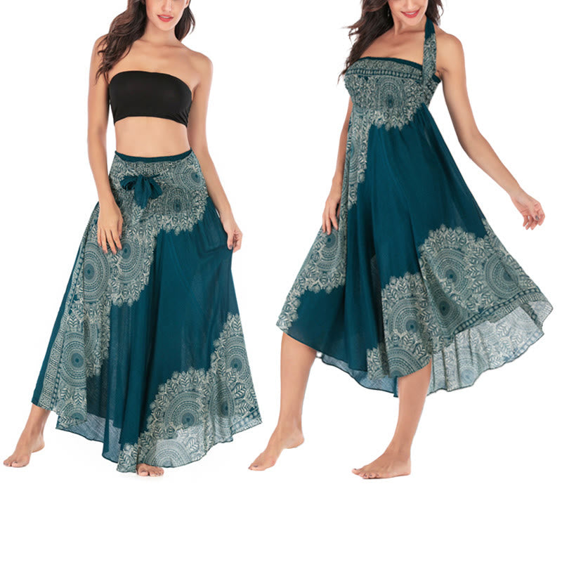 Nimara Ritual Two Style Wear Boho Mandala Flower Beach Skirt Dress