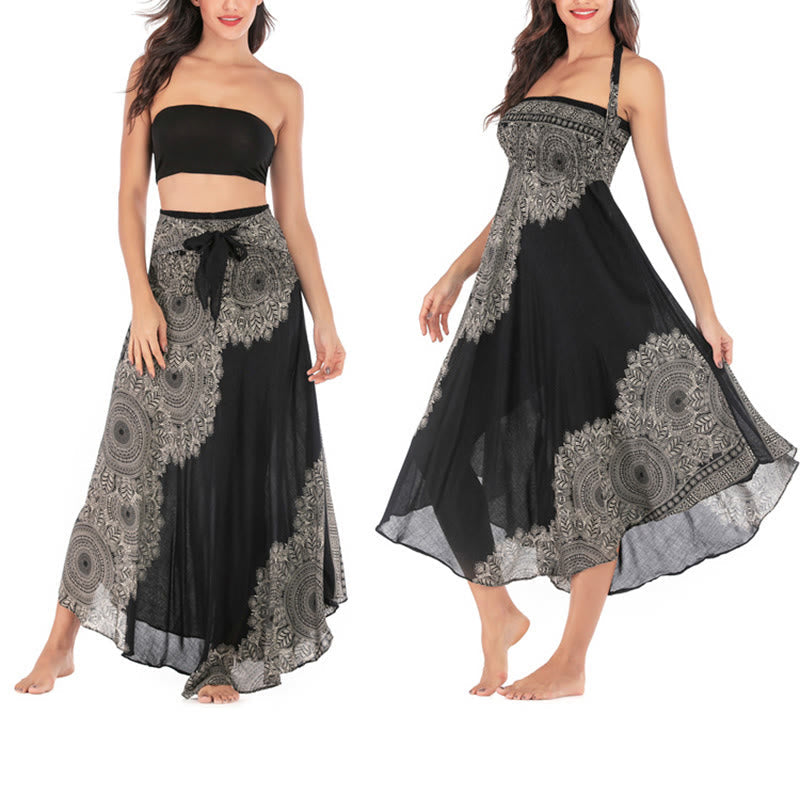 Nimara Ritual Two Style Wear Boho Mandala Flower Beach Skirt Dress